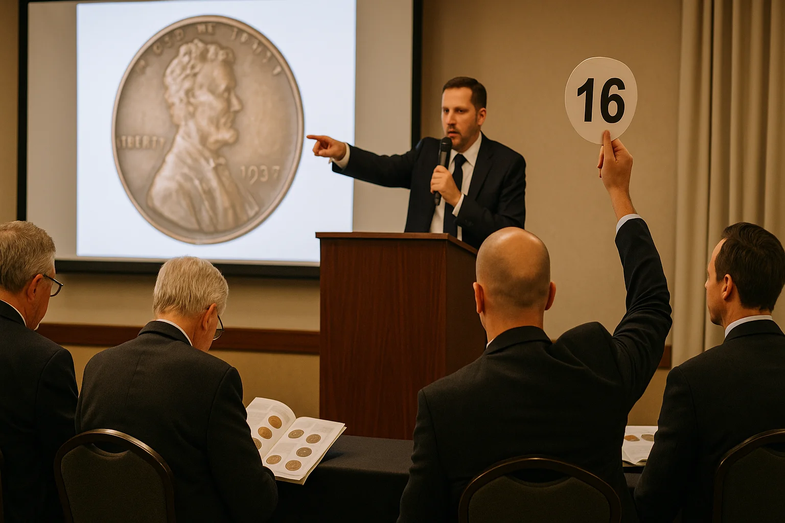 another coin auction scene